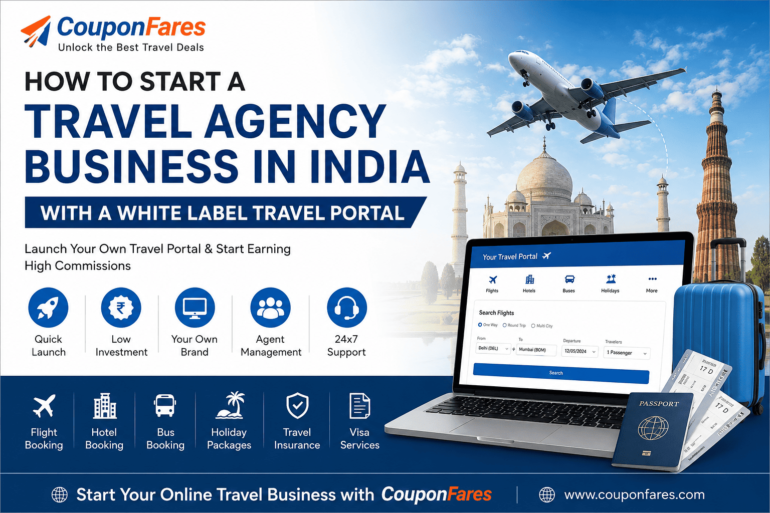 How to Start a Travel Agency Business in India with a White Label Travel Portal | CouponFares